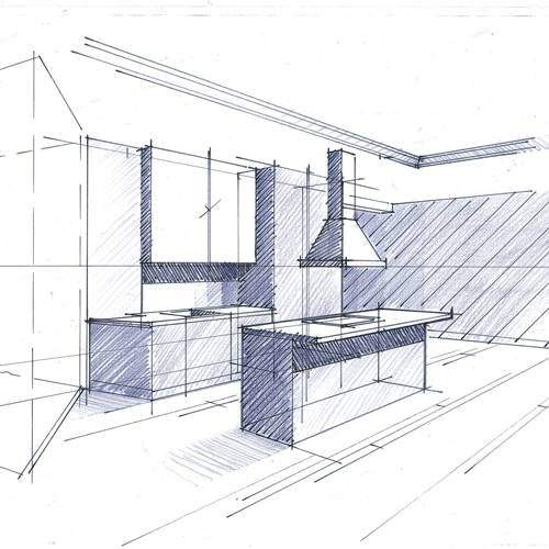 croquis espaces cuisine architecte intérieur